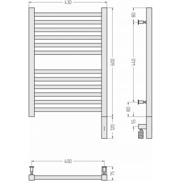 Полотенцесушитель электрический Сунержа Модус 3.0 600х400 МЭМ правый Без покрытия 00-5701-6040