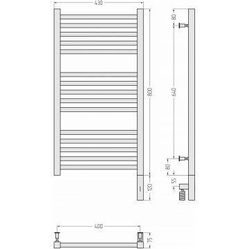 Полотенцесушитель электрический Сунержа Модус 3.0 800х400 МЭМ правый Без покрытия 00-5701-8040