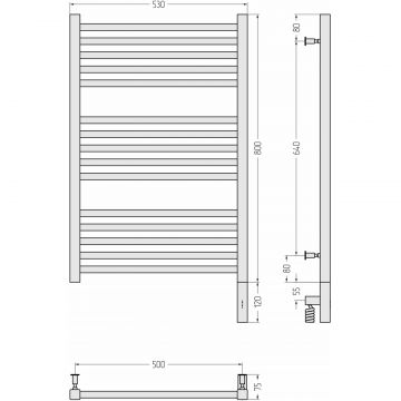 Полотенцесушитель электрический Сунержа Модус 3.0 800х500 МЭМ правый  Серебристо-серый 7001-5701-8050