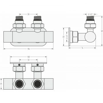 Вентиль Сунержа (Sunerga) 2х1/2 угловой скрытый-скрытый EU50 (Матовая шампань) 022-1416-1234