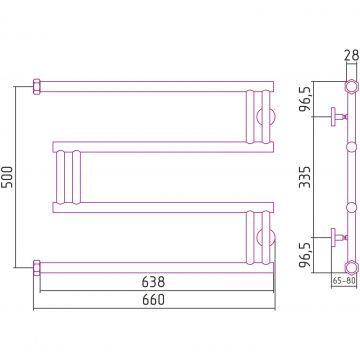 Полотенцесушитель водяной Сунержа High-Tech+ model M 500х650 Шампань 020-4050-5065