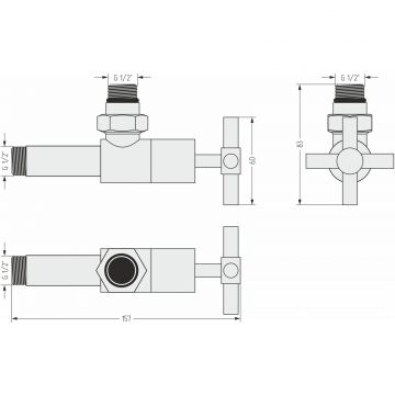 Вентиль Сунержа (Sunerga) угловой (крест) G 1/2 НР х G 1/2 НР (Матовый черный) 31-1408-1212