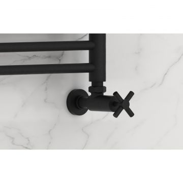 Вентиль Сунержа (Sunerga) угловой (крест) G 1/2 НР х G 1/2 НР (темный титан муар) 15-1408-1212