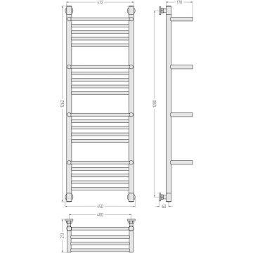 Полотенцесушитель водяной Сунержа (Sunerga) Богема 4 полки+ 1200х400 Без покрытия 00-0224-1240