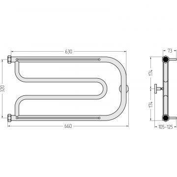 Полотенцесушитель водяной Сунержа (Sunerga) Гусли 2 полки 320х650 Белый 12-0010-3265