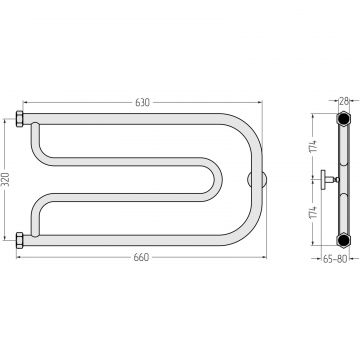Полотенцесушитель водяной Сунержа (Sunerga) Гусли 320х650 Белый 12-0009-3265