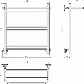 Полотенцесушитель водяной Стилье Версия-Н1 600х500 (Полка+1+2+2) П 16 Без покрытия 00621-6050