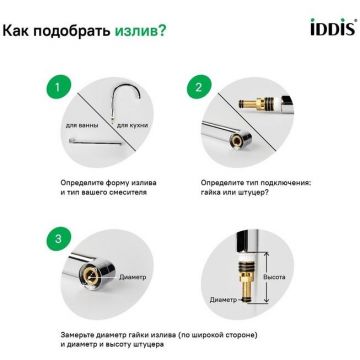 Излив для смесителя Iddis (Иддис) кухня L-образный нерж. сталь 207х296 мм поворотный хром 995L21C5SM