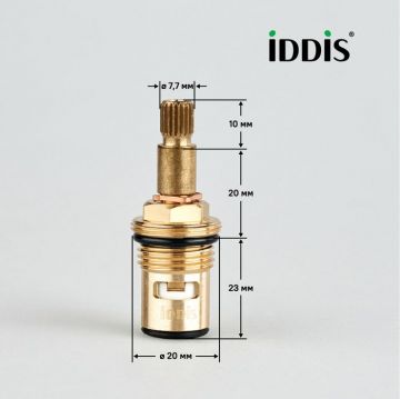 Кран-букса керамическая Iddis (Иддис) 90° 20 зубцов M18x15 M21 h=53 мм 998CR532SM