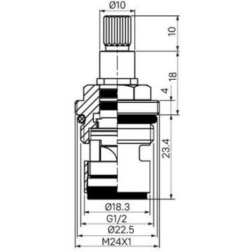 Кран-букса керамическая Iddis (Иддис) 180° 20 зубцов G 1/2" M24 h=51 мм 998CR511SM-P