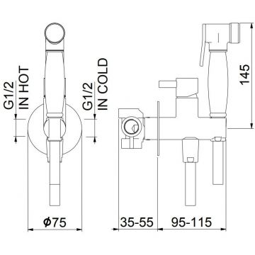 Гигиенический душ со смесителем Webert (Веберт) Elio EL870302980, розовое золото