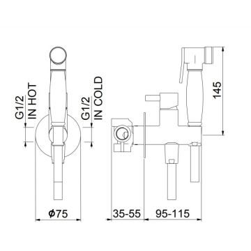 Гигиенический душ со смесителем Webert (Веберт) Elio EL870301980, розовое золото