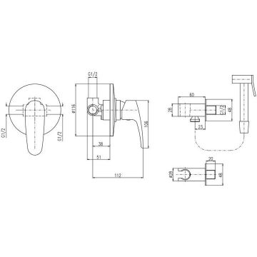 Гигиенический душ со смесителем Rav Slezak (Рав Слезак) Amur AM742, хром