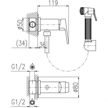 Гигиенический душ со смесителем Rav Slezak (Рав Слезак) COLORADO CO147/1CMATC, черный/хром