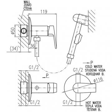 Гигиенический душ со смесителем Rav Slezak (Рав Слезак) COLORADO CO247/1, хром