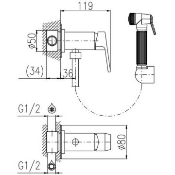 Гигиенический душ со смесителем Rav Slezak (Рав Слезак) COLORADO CO347/1CMATZ, черный/золото
