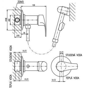 Гигиенический душ со смесителем Rav Slezak (Рав Слезак) Kongo K047, хром