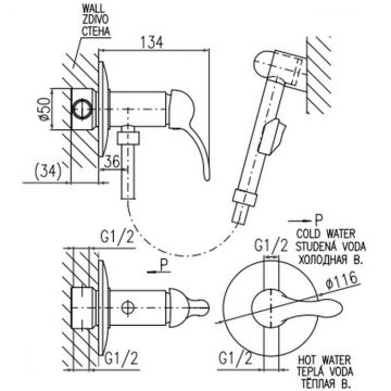 Гигиенический душ со смесителем Rav Slezak (Рав Слезак) LABE L047/1, хром