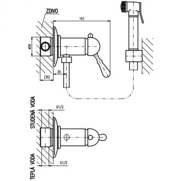 Гигиенический душ со смесителем Rav Slezak (Рав Слезак) LABE L447SM, бронза