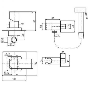 Гигиенический душ со смесителем Rav Slezak (Рав Слезак) Loira LR542/1, хром