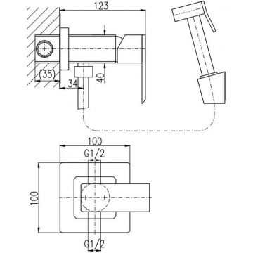 Гигиенический душ со смесителем Rav Slezak (Рав Слезак) Loira LR547/1Z, золото