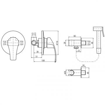 Гигиенический душ со смесителем Rav Slezak (Рав Слезак) Mississippi MS042, хром