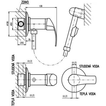 Гигиенический душ со смесителем Rav Slezak (Рав Слезак) Mississippi MS047, хром