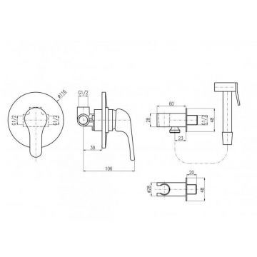 Гигиенический душ со смесителем Rav Slezak (Рав Слезак) SAZAVA SA542/1, хром
