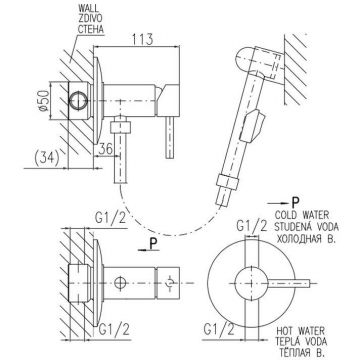 Гигиенический душ со смесителем Rav Slezak (Рав Слезак) Seina SE947, хром
