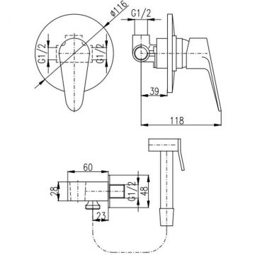 Гигиенический душ со смесителем Rav Slezak (Рав Слезак) VICTORIA VI242/1, хром
