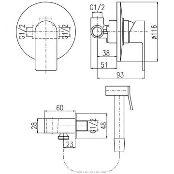 Гигиенический душ со смесителем Rav Slezak (Рав Слезак) VLTAVA VT442, хром