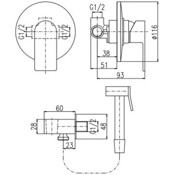 Гигиенический душ со смесителем Rav Slezak (Рав Слезак) VLTAVA VT442/1, хром
