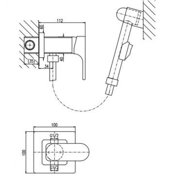 Гигиенический душ со смесителем Rav Slezak (Рав Слезак) YUKON YU147/1CB, хром/белый