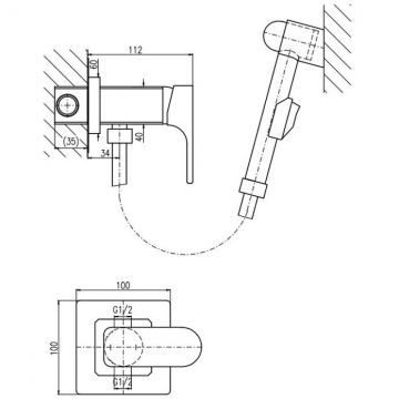 Гигиенический душ со смесителем Rav Slezak (Рав Слезак) YUKON YU147/1CMAT, черный