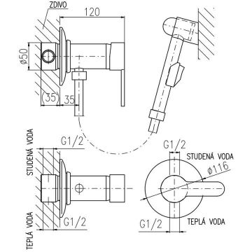 Гигиенический душ со смесителем Rav Slezak (Рав Слезак) Zambezi ZA047/1, хром