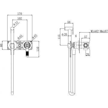 Гигиенический душ со смесителем Bronze de Luxe (Бронз Де Люкс) 1760S 3253SB, черный