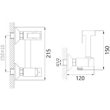 Гигиенический душ со смесителем Maretti (Маретти) Project Black PB30RN69, черный