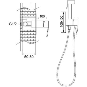 Гигиенический душ со смесителем Rose (Розе) R1505T-2, оружейная сталь