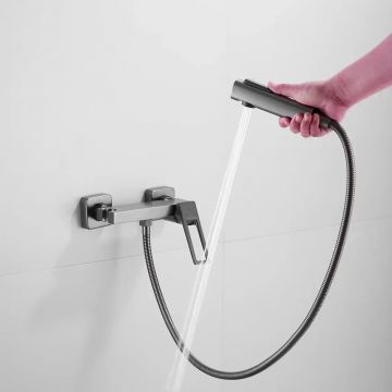 Гигиенический душ со смесителем Shevanik (Шеваник) S6805T-1, оружейная сталь