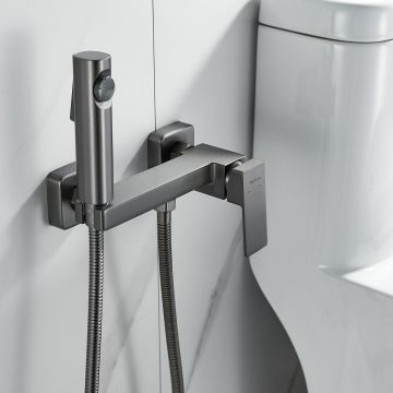 Гигиенический душ со смесителем Shevanik (Шеваник) S9605T-1, оружейная сталь