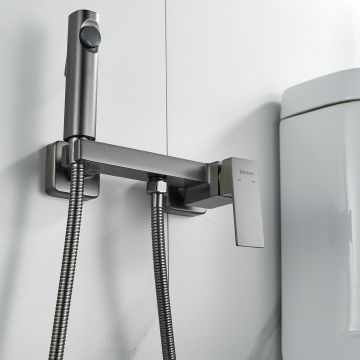 Гигиенический душ со смесителем Shevanik (Шеваник) S9605T-1, оружейная сталь