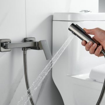 Гигиенический душ со смесителем Shevanik (Шеваник) S9605T-1, оружейная сталь