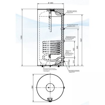 Бойлер напольный Stout (Стаут) косвенного нагрева 300 л один теплообменник 32 кВт (SWH-1110-000300)