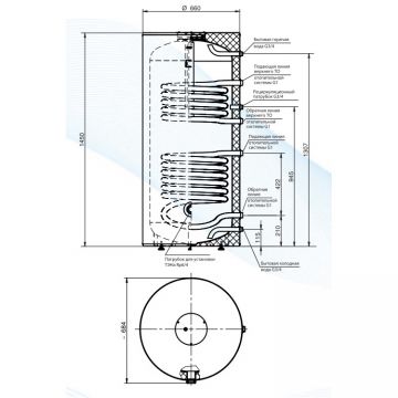 Бойлер напольный Stout (Стаут) косвенного нагрева 300 л два теплообменника 56 кВт (SWH-1110-200300)