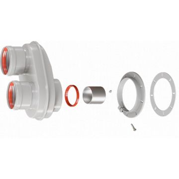 Адаптер моноблочный Rommer (Роммер) для перехода на двухтрубную систему 80/80 в комплекте фланец и втулка D60 L-50 (RCA-8080-240002)