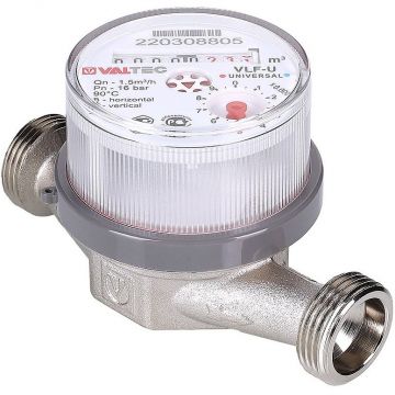 Водосчетчик универсальный квартирный Valtec без сгонов до +90 С, 1,5м3, 1/2, 110 мм (VLF-15U-L.110)