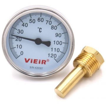 Термометр горизонтальный Ф63 мм 1/2 х 120 град. С Vieir (Виеир) (YL18)