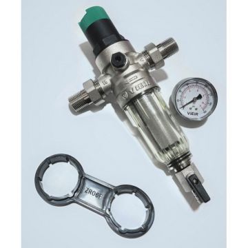 Фильтр с редуктором давления никель 1/2 стекло. Vieir (Виеир) (JC158-N)