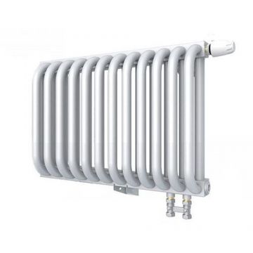 Радиатор стальной 2 трубчатый ROMMER (РОММЕР) RST 2030/12 нижнее правое подключение RAL9016 в комплекте 4 кронштейна (RST-203012-020)