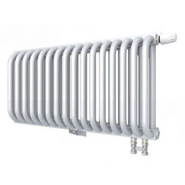 Радиатор стальной 2 трубчатый ROMMER (РОММЕР) RST 2030/16 нижнее правое подключение RAL9016 в комплекте 4 кронштейна (RST-203016-020)